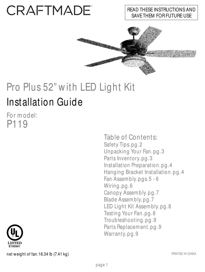 Craftmade Pro Plus P119 User manual Craftmade Pro Plus P119 User manual