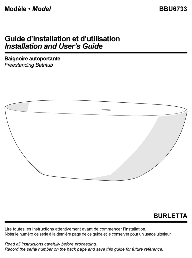 Fleurco BURLETTA BBU6733 Installation and user guide Fleurco BURLETTA BBU6733 Installation and user guide