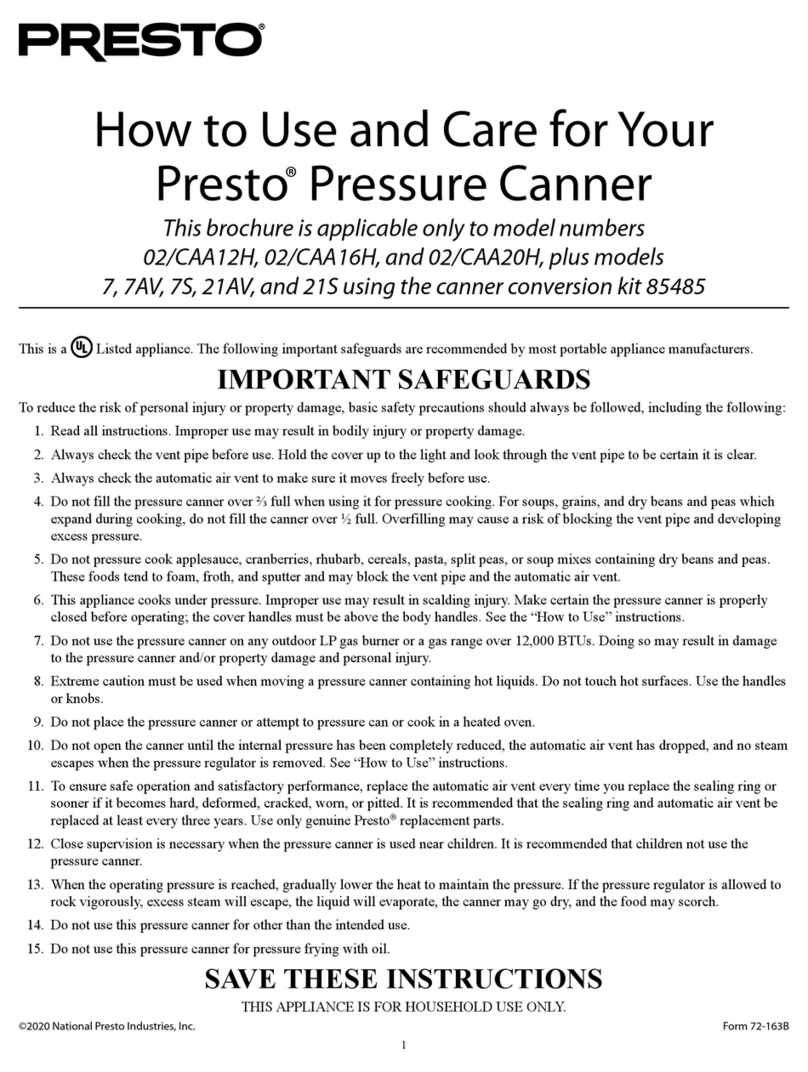 Presto 02/CAA12H Owner's manual Presto 02/CAA12H Owner's manual