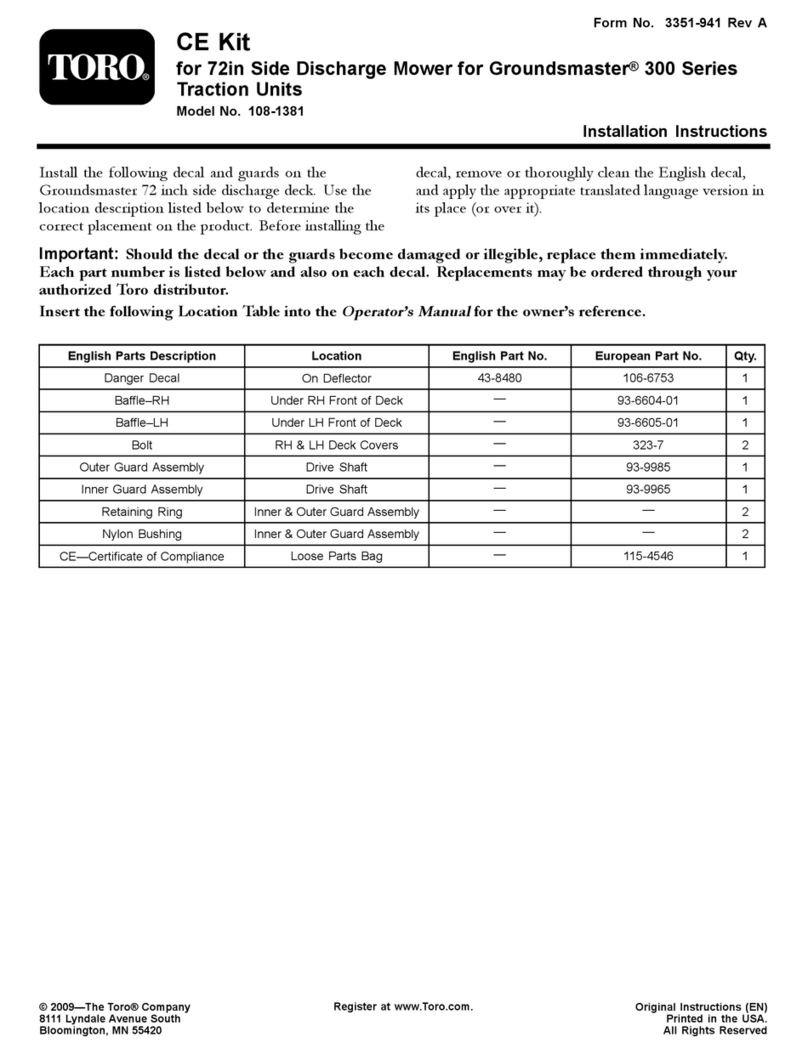 Toro 108-1381 installation instructions