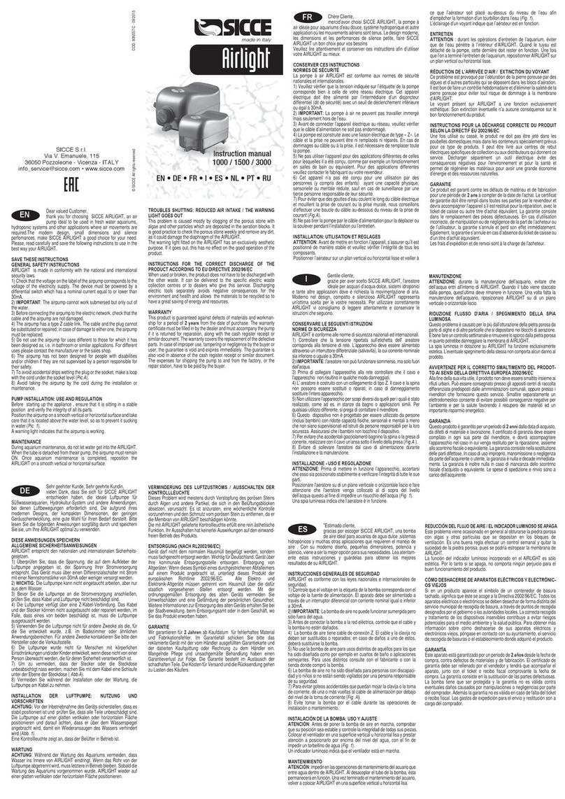 Sicce 1500 instruction manual
