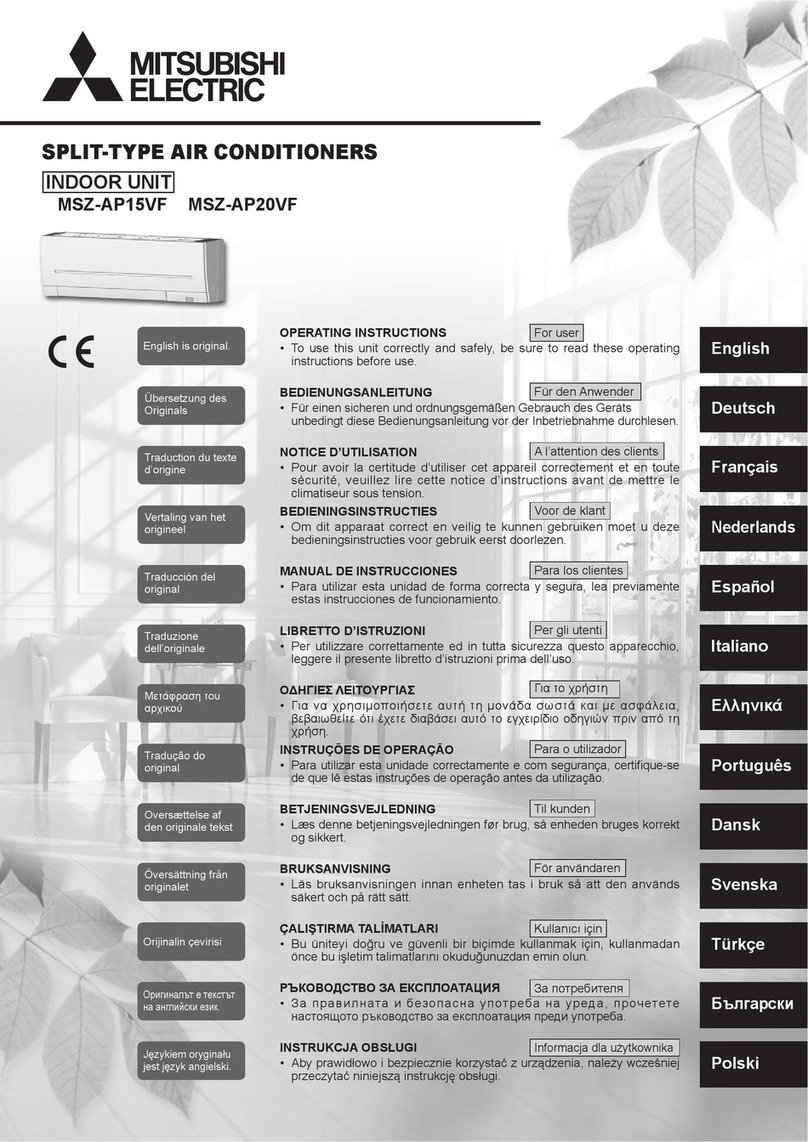 Mitsubishi Electric MSZ-AP15VF User manual Mitsubishi Electric MSZ-AP15VF User manual