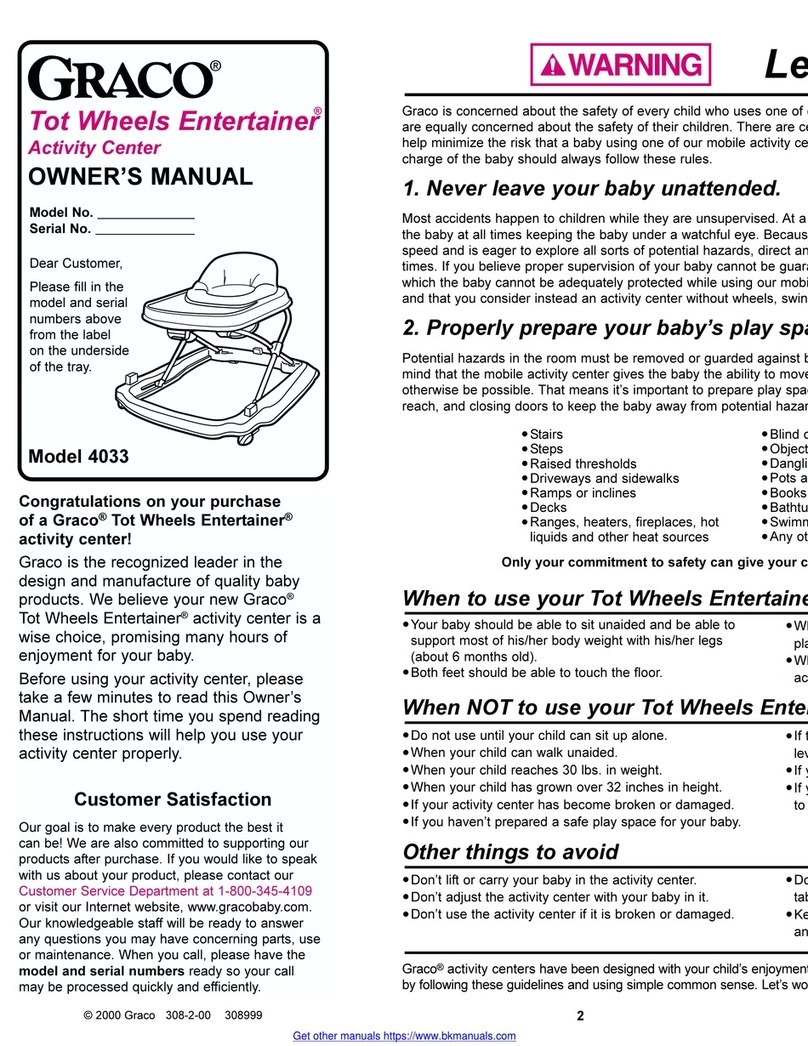 Graco Tot Wheels Entertainer 4033 owner's manual