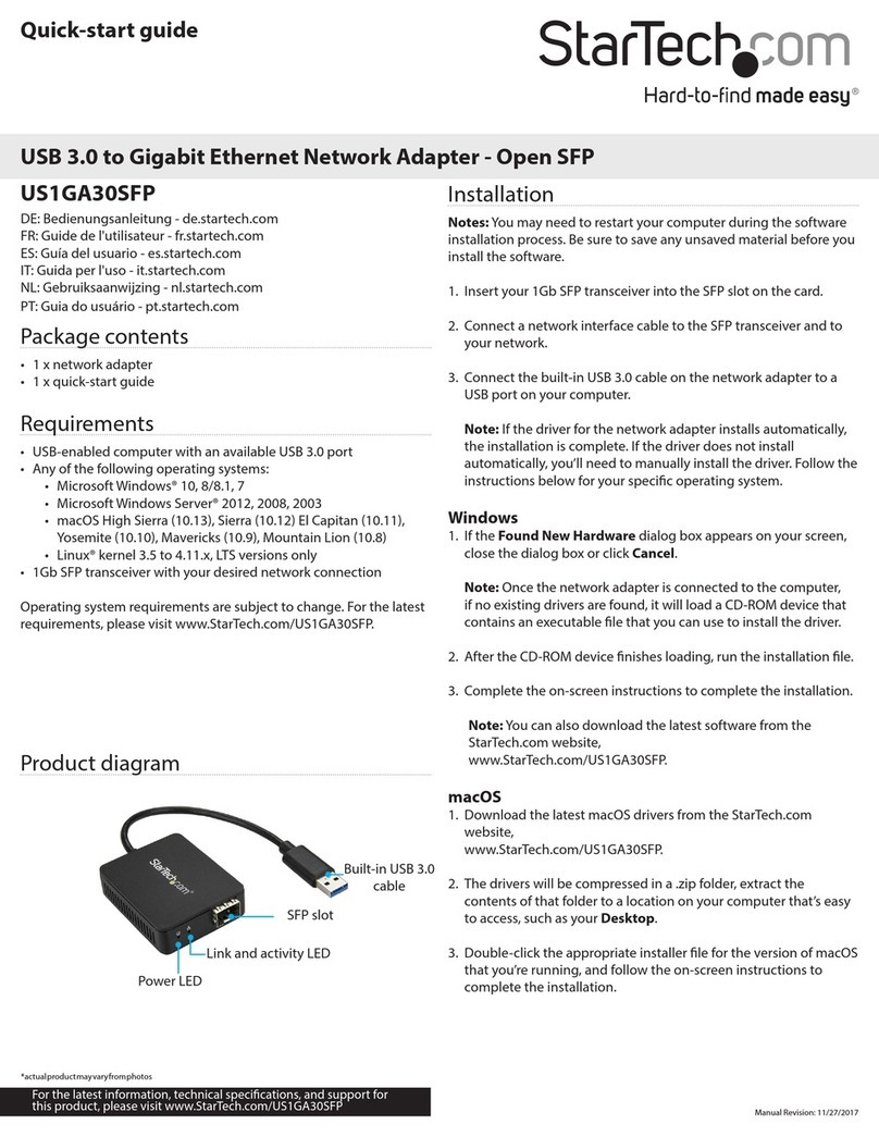 StarTech.com US1GA30SFP quick start guide StarTech.com US1GA30SFP quick start guide