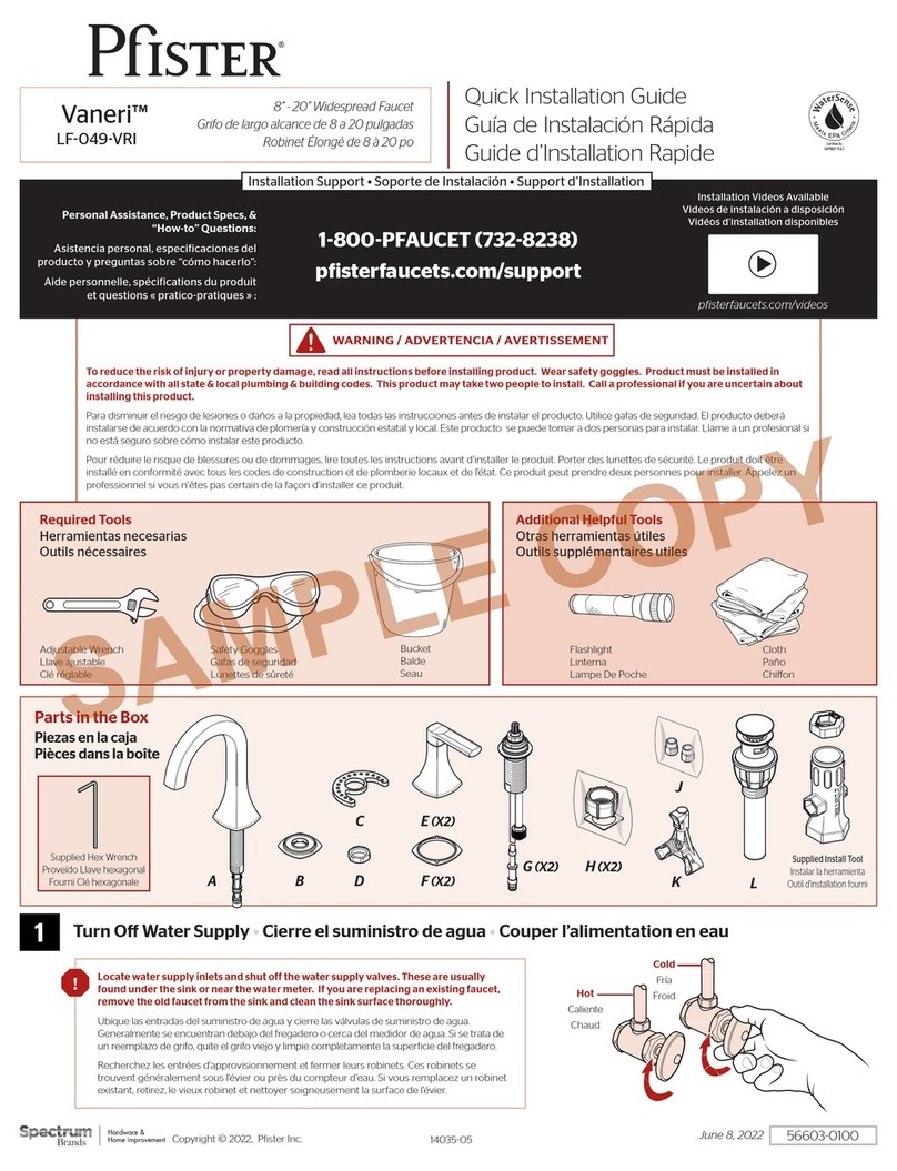 Spectrum Brands Pfister Vaneri LF-049-VRI User manual