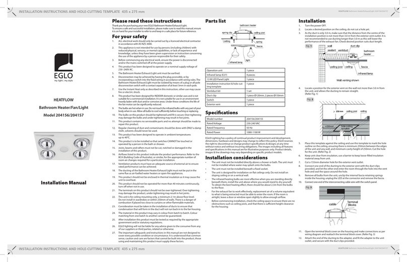 Eglo HEATFLOW 204156 installation manual