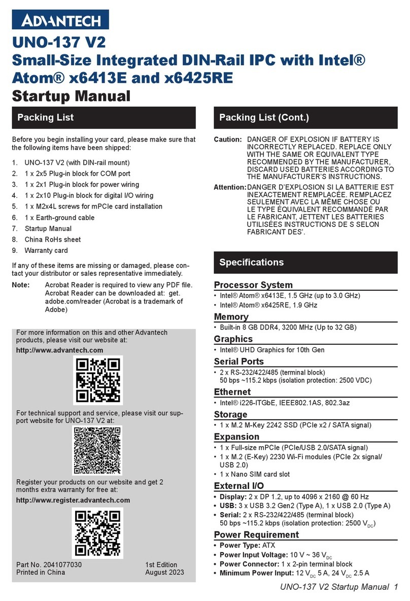 Advantech UNO-137 V2 Startup manual Advantech UNO-137 V2 Startup manual