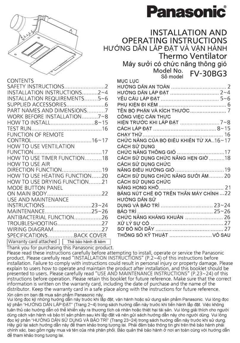 Panasonic FV-30BG3 User manual