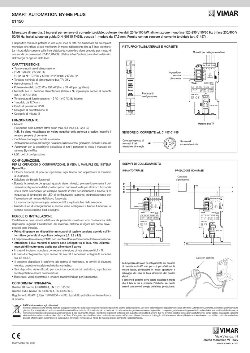 Vimar SMART AUTOMATION BY-ME PLUS 01450 manual