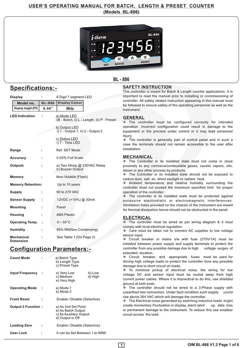 i-therm BL-886 User's operating manual i-therm BL-886 User's operating manual
