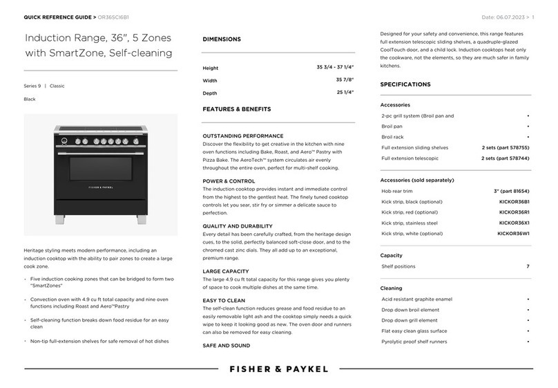 Fisher & Paykel 9 Classic Series Quick reference guide