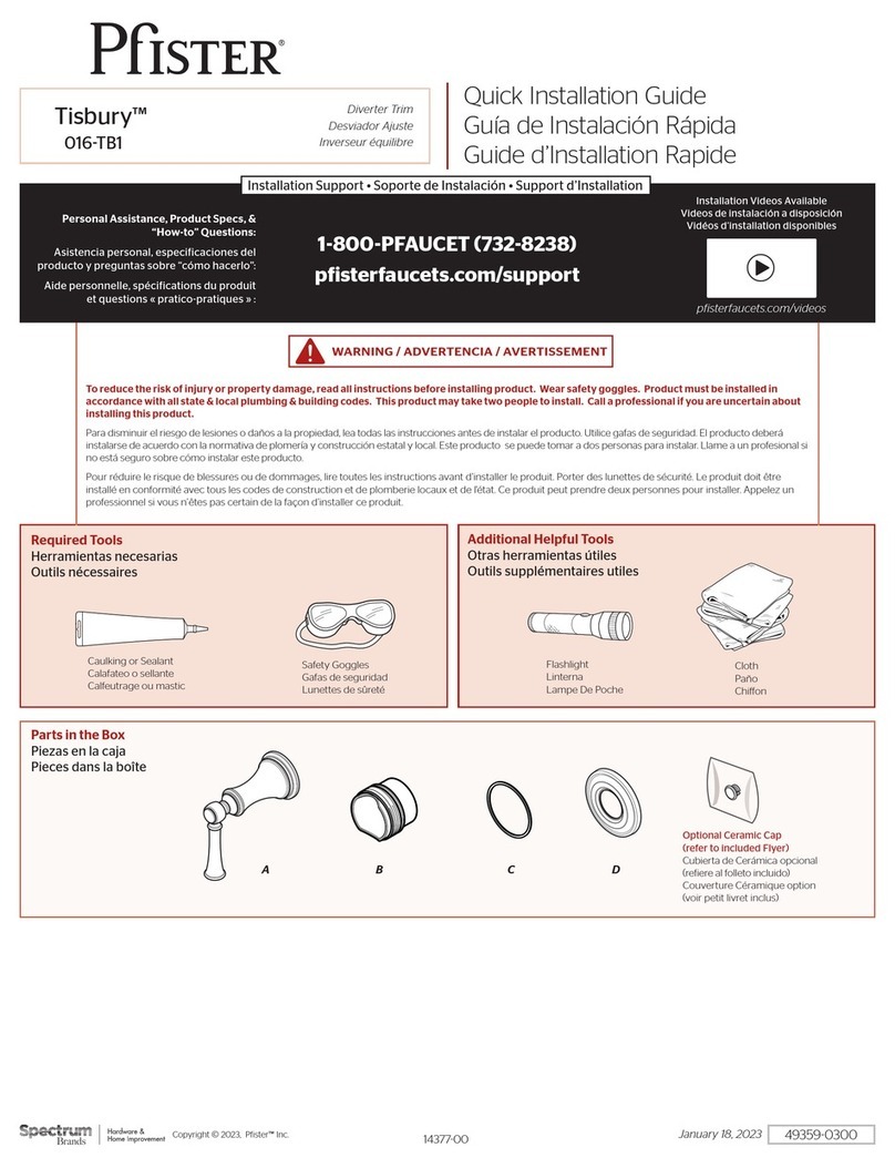 Spectrum Brands Pfister Tisbury 016-TB1 Quick installation guide Spectrum Brands Pfister Tisbury 016-TB1 Quick installation guide