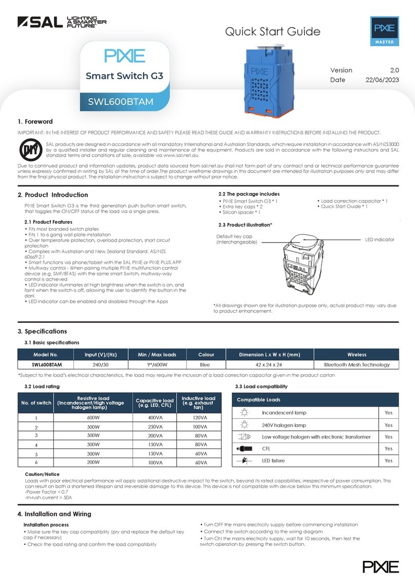 SAL PIXIE Smart Switch G3 quick start guide SAL PIXIE Smart Switch G3 quick start guide