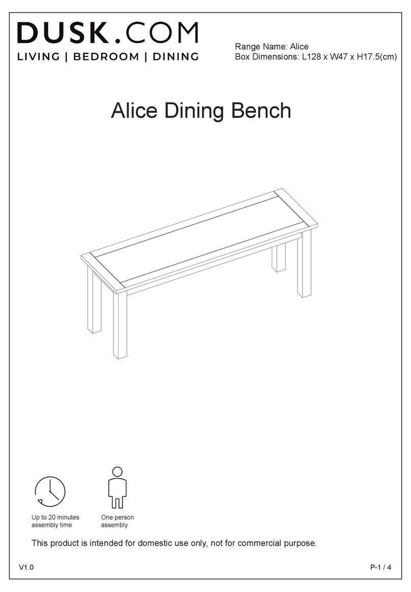 DUSK Alice Dining Bench quick start guide