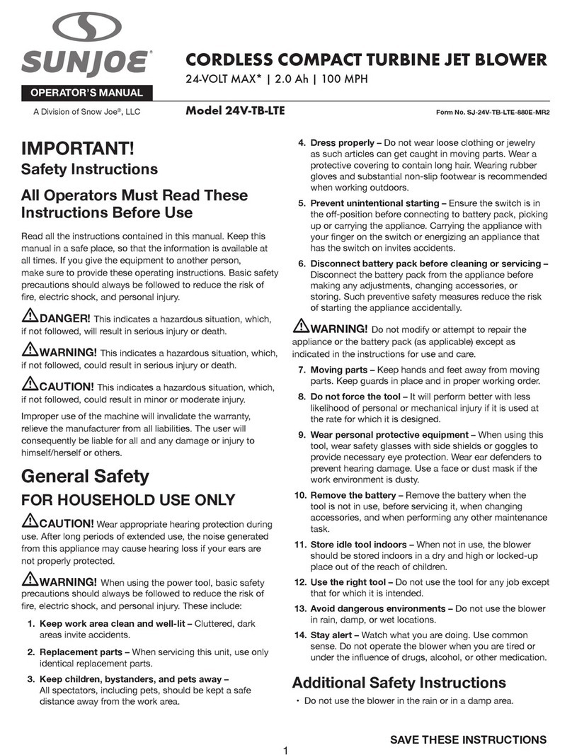 SNOWJOE SUNJOE 24V-TB-LTE-SJG User manual