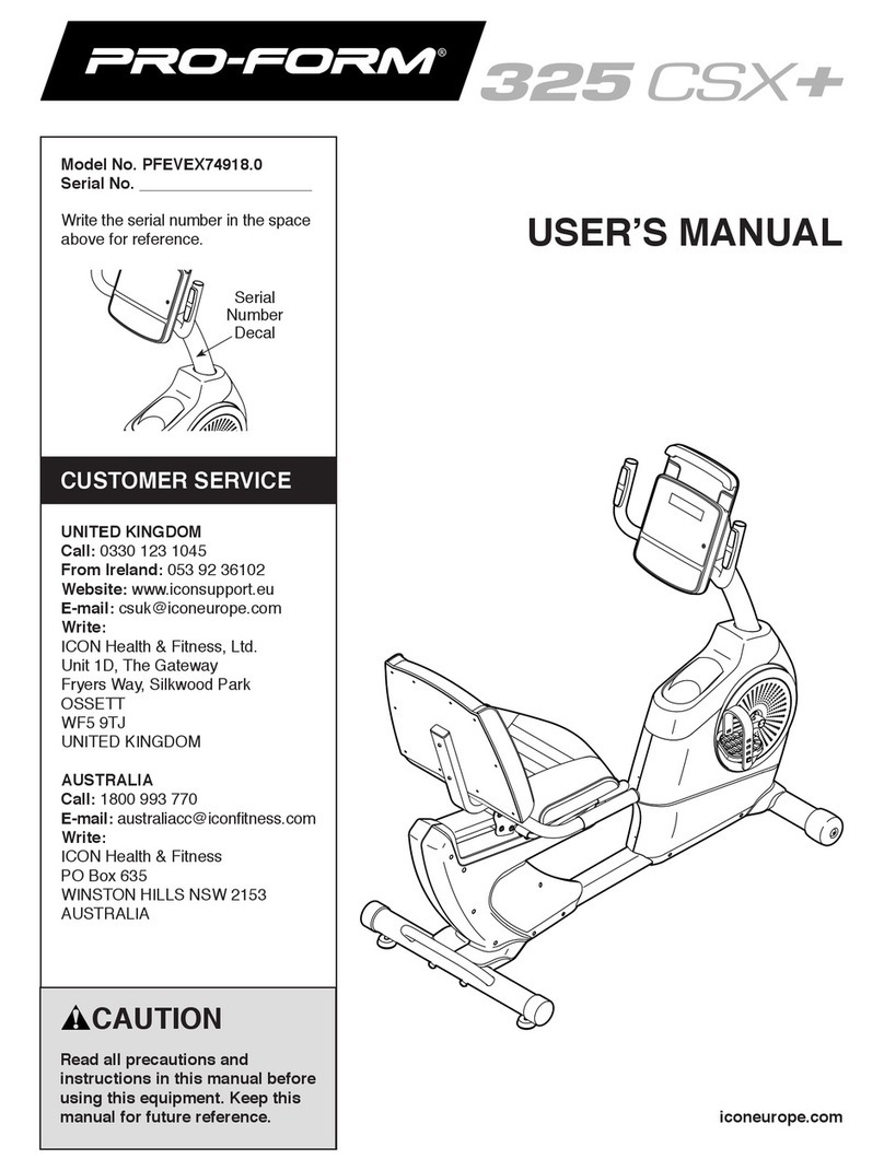 Pro-Form 325 CSX+ user manual
