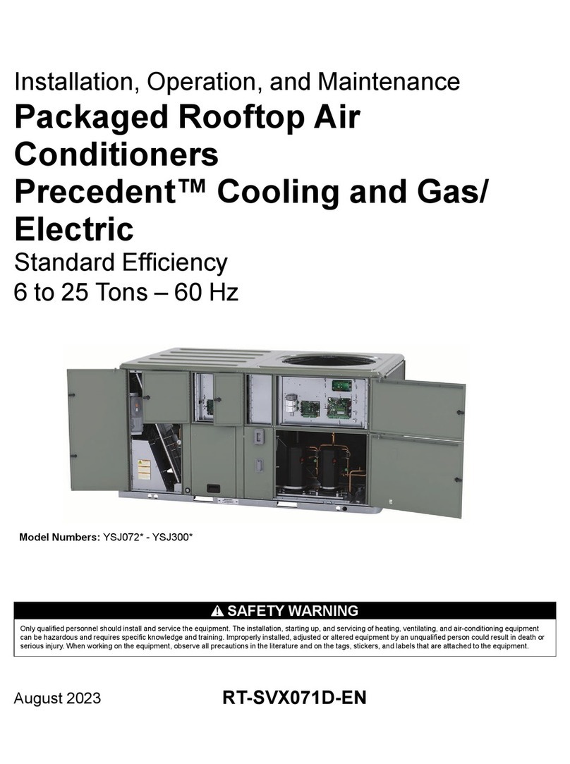 Trane Precedent YSJ072 Installation and operating instructions