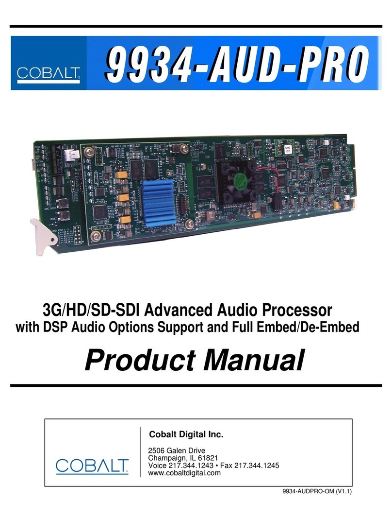 Cobalt Digital Inc 9934-AUD-PRO User manual