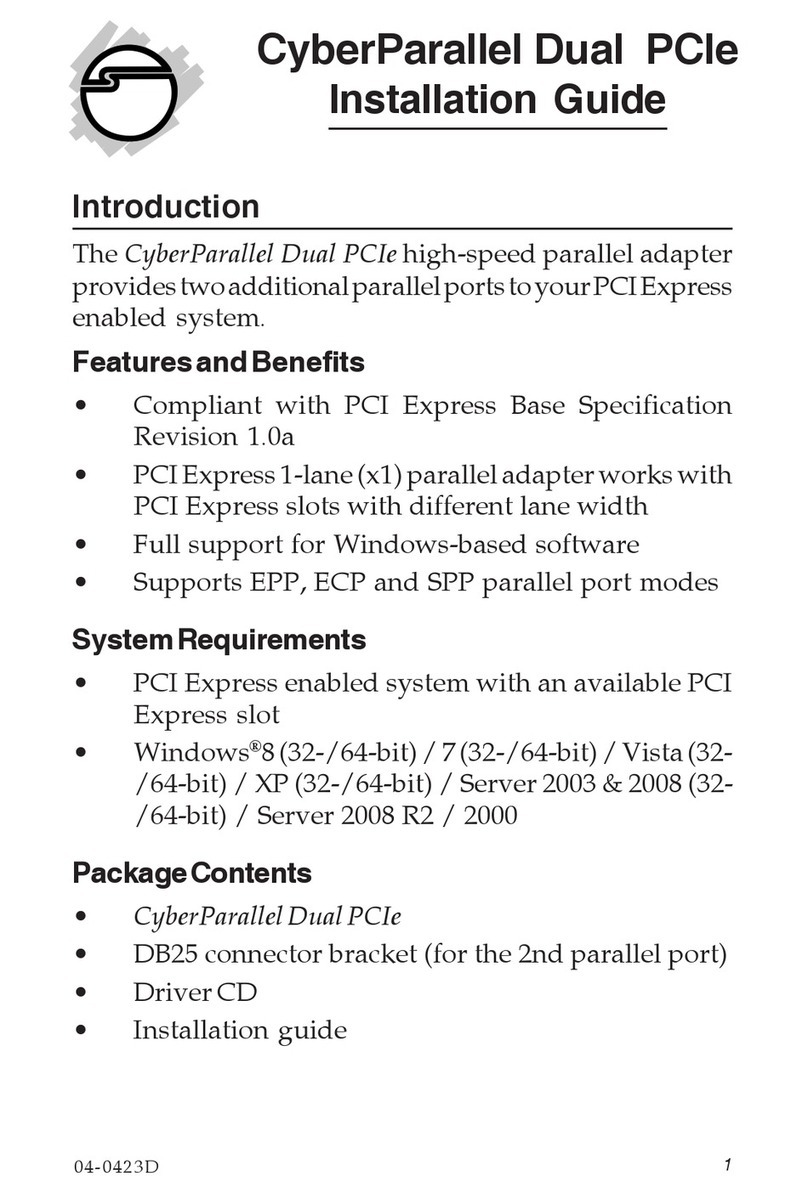 SIIG CyberParallel Dual PCIe User manual SIIG CyberParallel Dual PCIe User manual