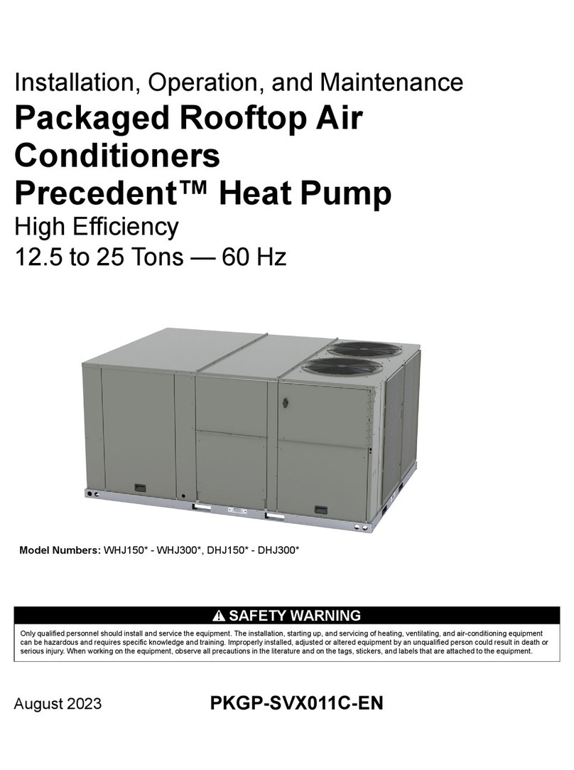Trane Precedent DHJ150 Installation and operating instructions