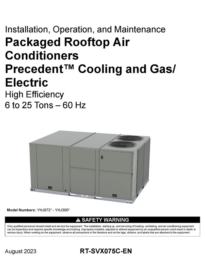 Trane Precedent YHJ072 Installation and operating instructions
