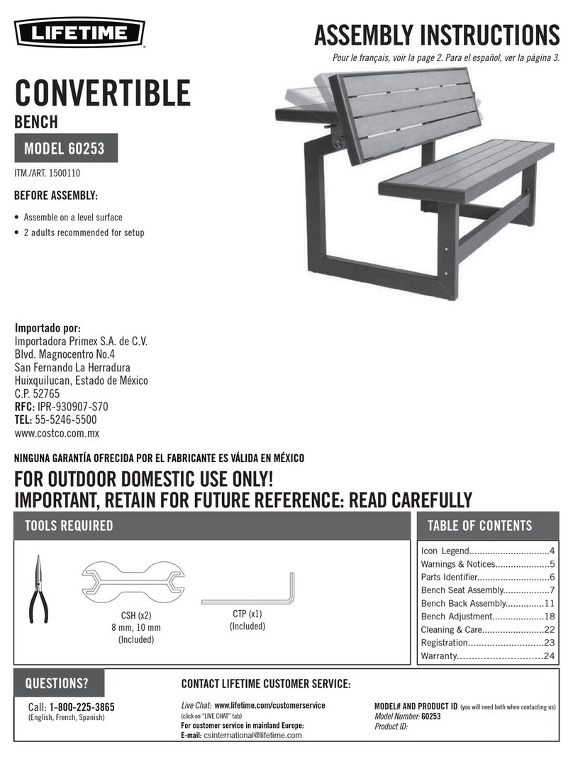 Lifetime CONVERTIBLE BENCH 60253 User manual