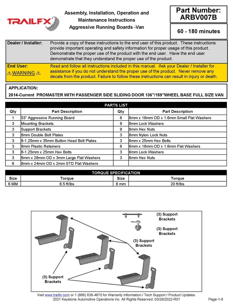 TrailFX ARBV007B Assembly, Installation, Operation and Maintenance Instructions TrailFX ARBV007B Assembly, Installation, Operation and Maintenance Instructions