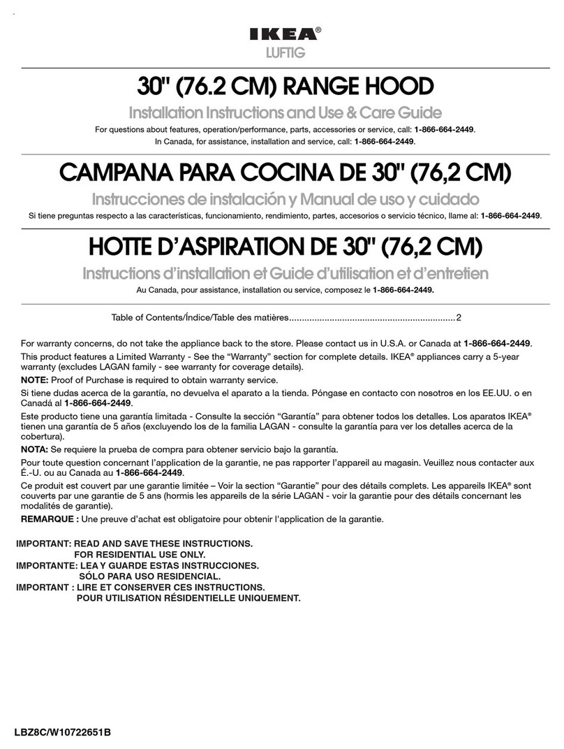IKEA LBZ8C Installation Instructions and Use & Care Guide