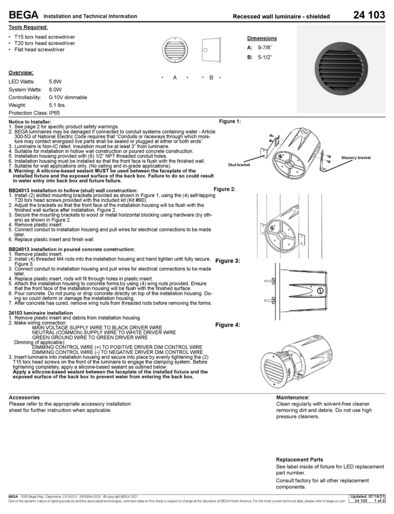BEGA 24 103 Installation and technical information