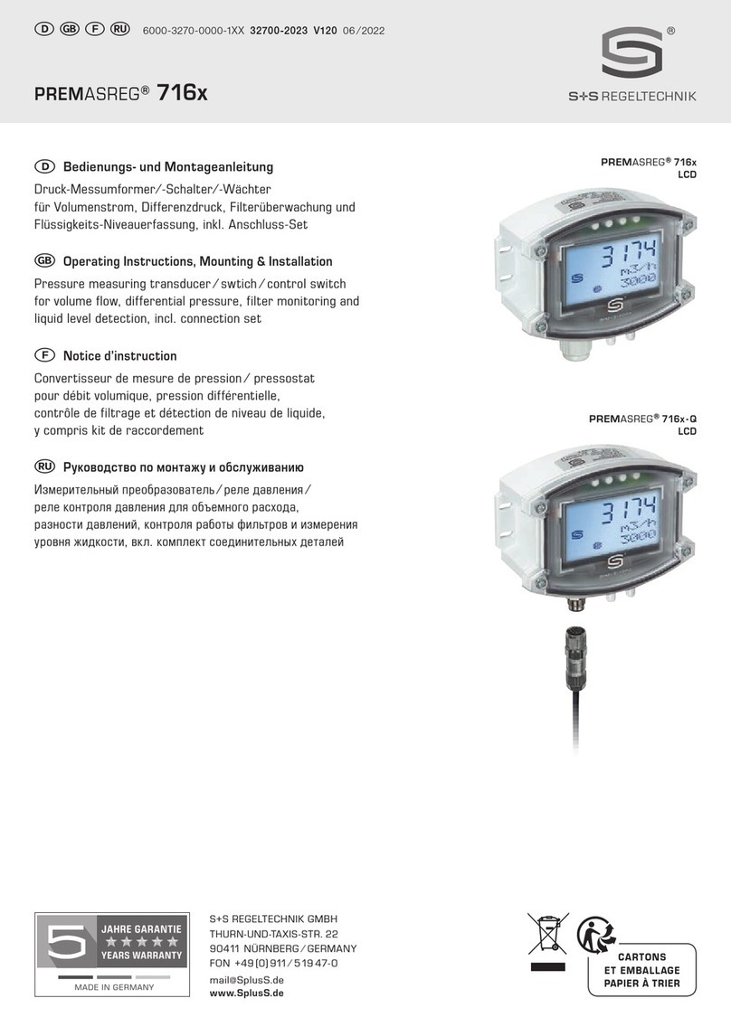S+S Regeltechnik PREMASREG 716x Series Operating Instructions, Mounting & Installation