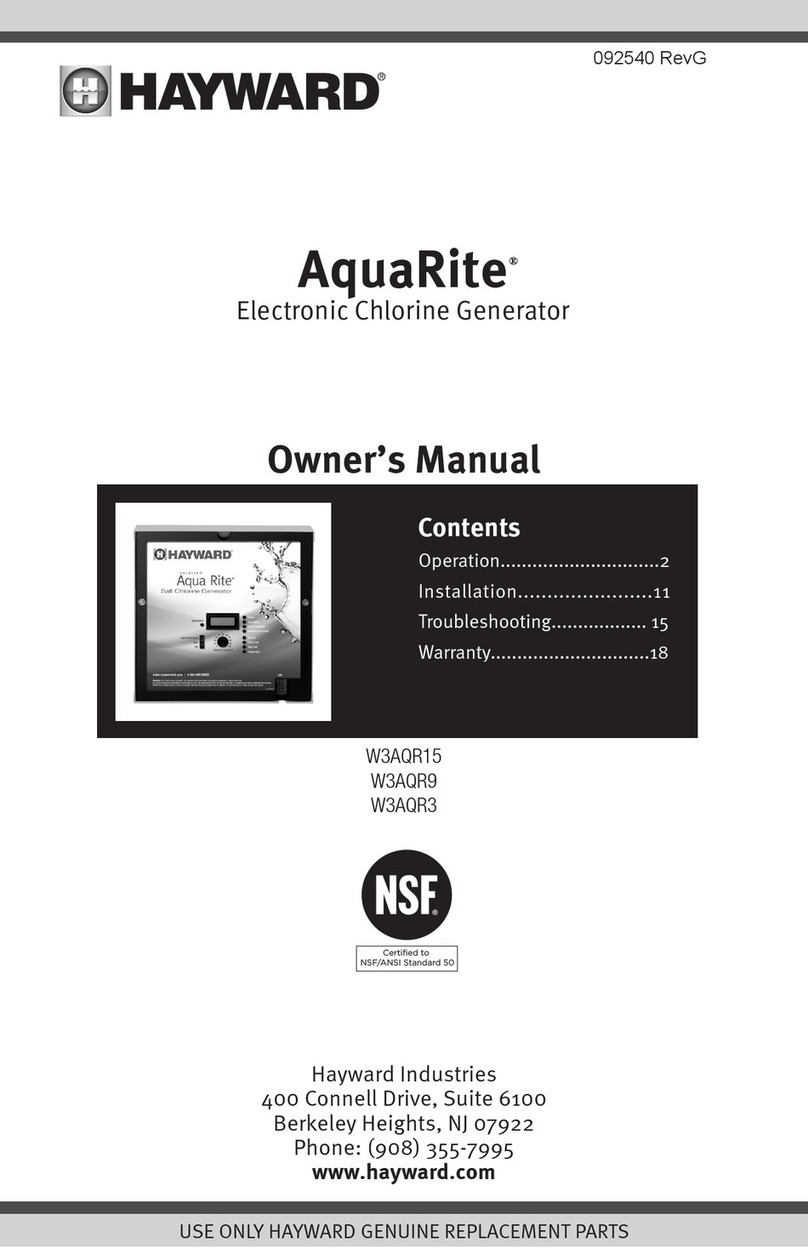 Hayward AquaRite W3AQR15 owner's manual