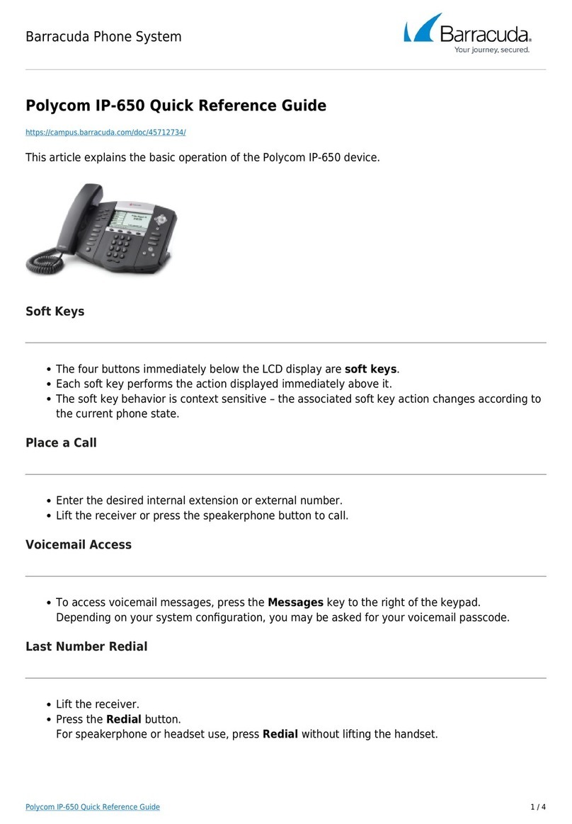 Polycom SoundPoint IP 650 Quick reference guide