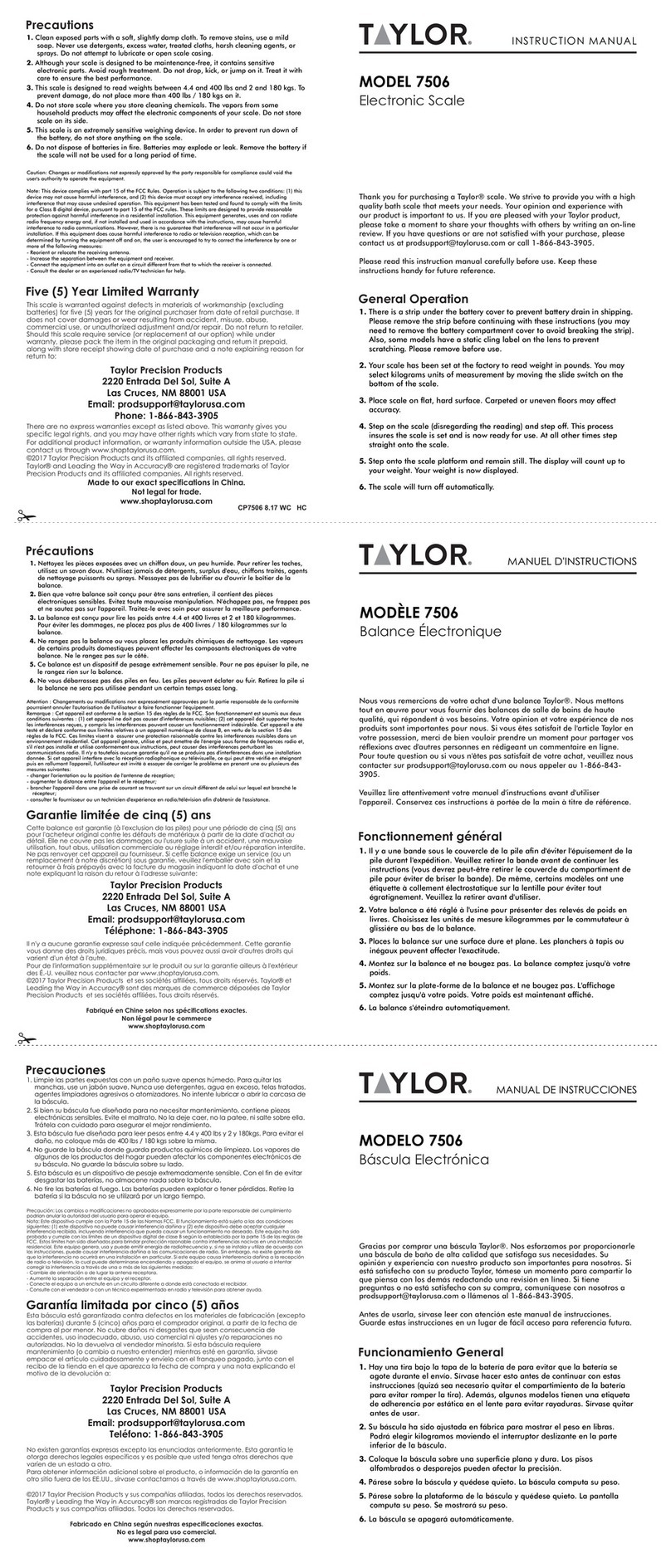 Taylor 7506 instruction manual