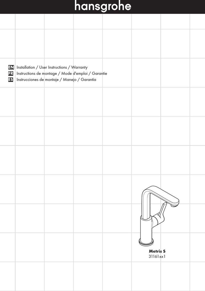 Hans Grohe Metris S 31161 1 Series Installation/User Instructions/Warranty Hans Grohe Metris S 31161 1 Series Installation/User Instructions/Warranty