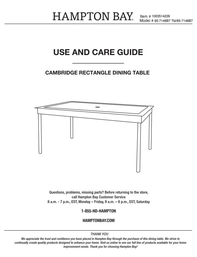HAMPTON BAY 65-7148B7 Tbl Use and care guide