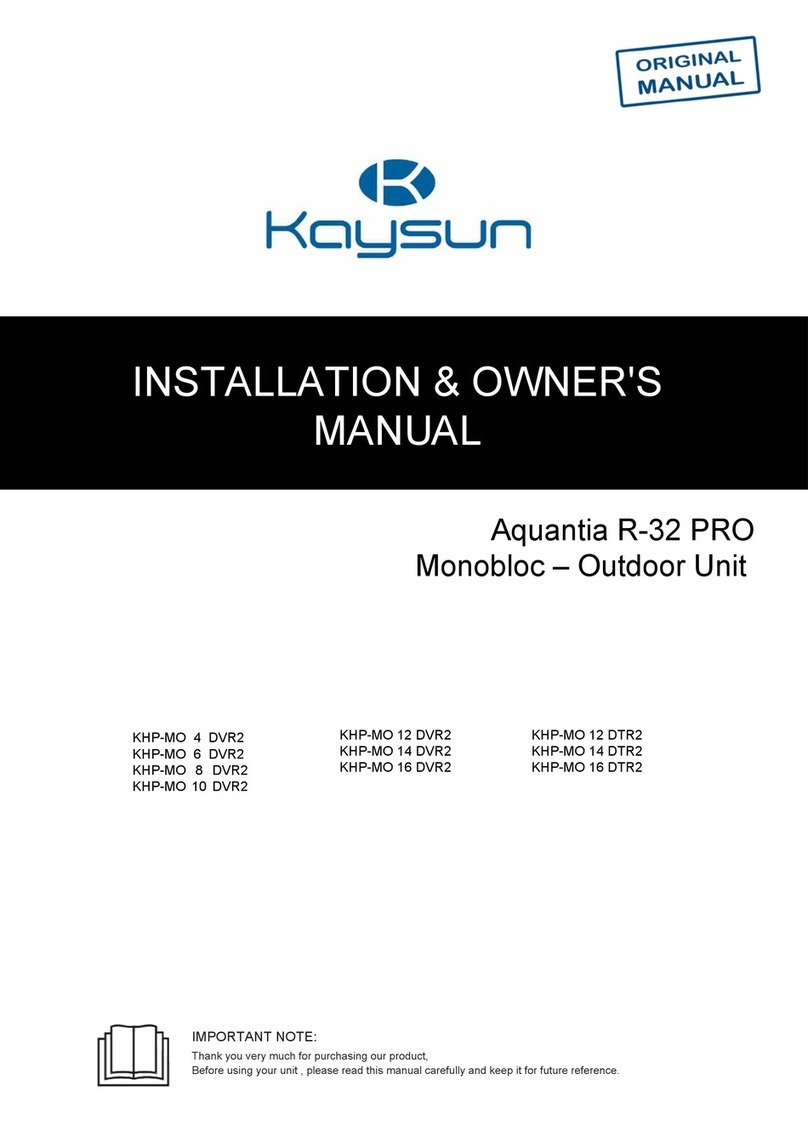 Kaysun Aquantia KHP-MO 4 DVR2 Installation & owner's manual