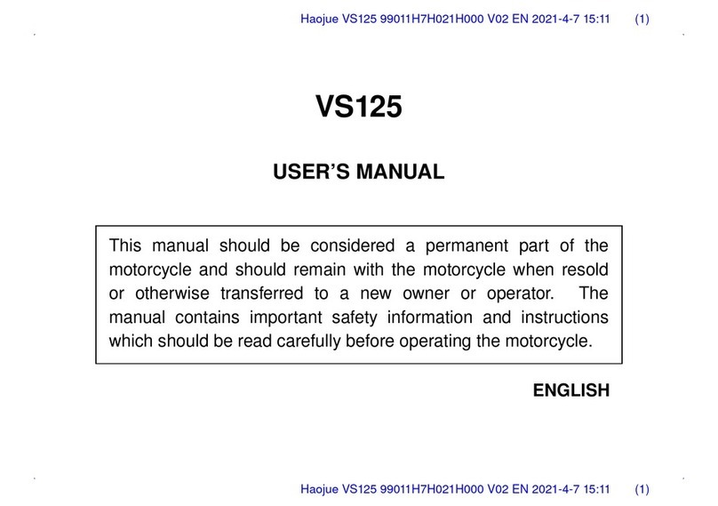 Haojue VS125 2021 user manual