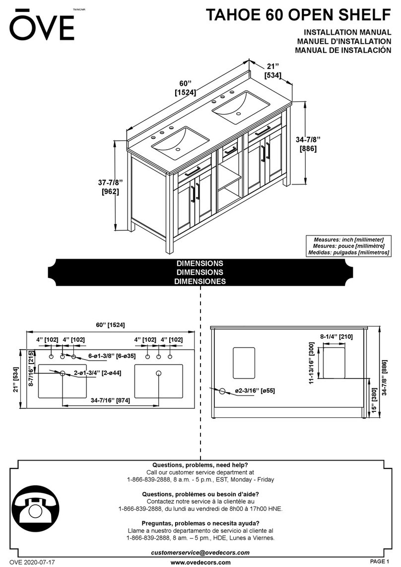 OVE TAHOE 60 OPEN SHELF installation manual OVE TAHOE 60 OPEN SHELF installation manual