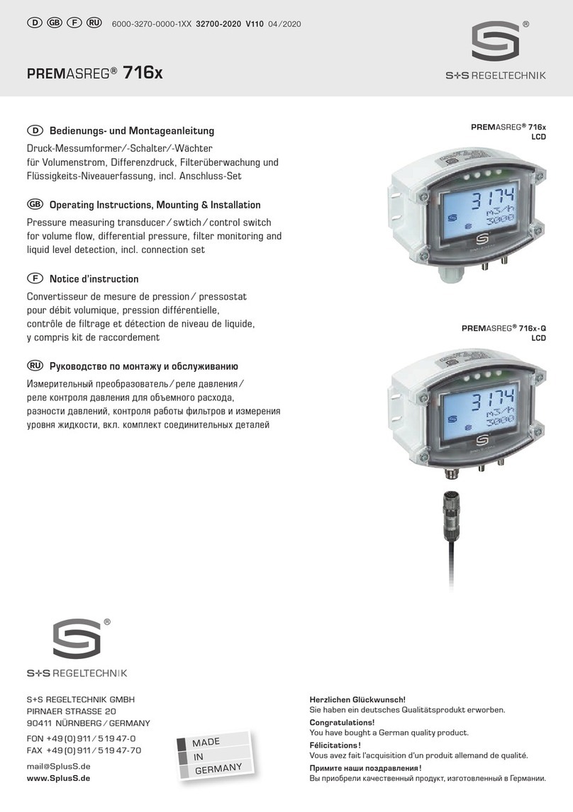 S+S Regeltechnik Premasreg 716 Series Operating Instructions, Mounting & Installation S+S Regeltechnik Premasreg 716 Series Operating Instructions, Mounting & Installation