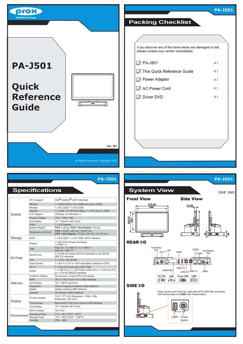 ProX PA-J501 Quick reference guide