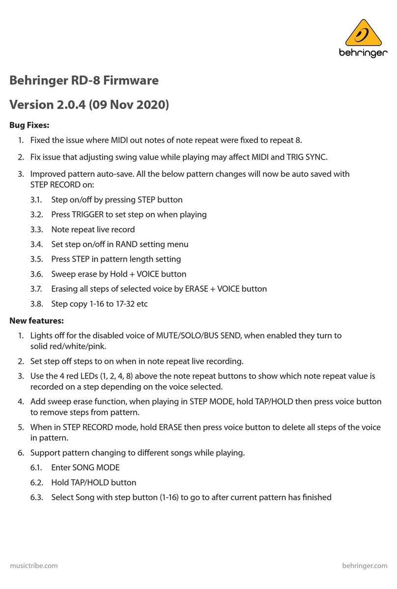 Behringer RHYTHM DESIGNER RD-8 quick start guide