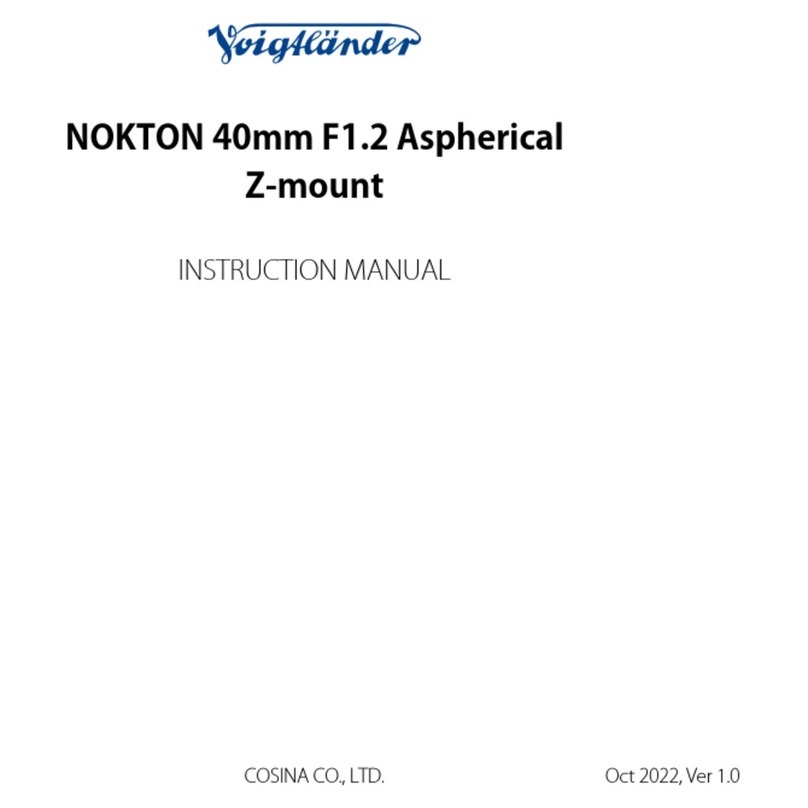Cosina Voigtlander NOKTON 40mm F1.2 Aspherical instruction manual Cosina Voigtlander NOKTON 40mm F1.2 Aspherical instruction manual