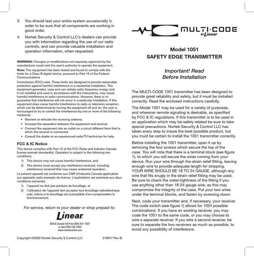 Linear MULTI-CODE 1051 User manual