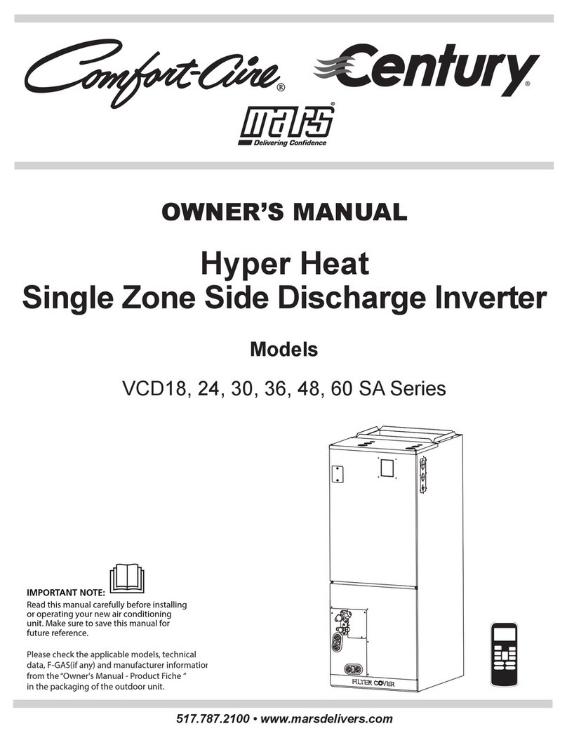 Mars Comfort-Aire Century VCD18 SA Series owner's manual