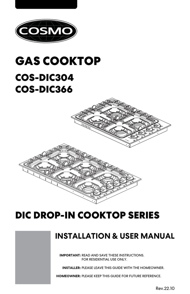 Cosmo DIC DROP-IN COOKTOP Series Instruction Manual