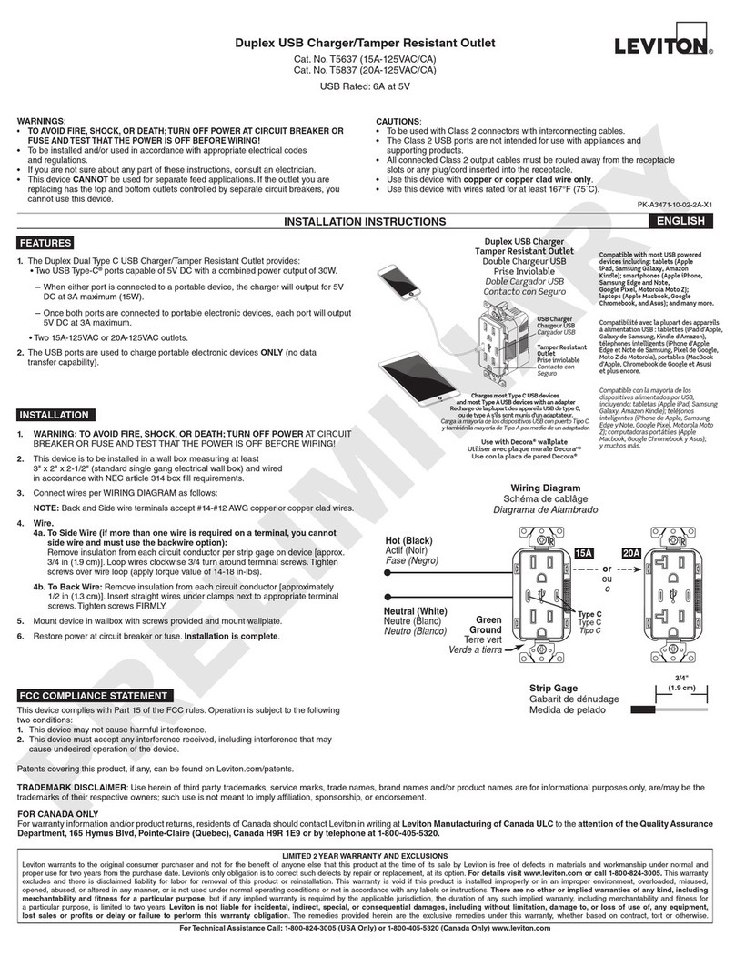 Leviton T5637 User manual