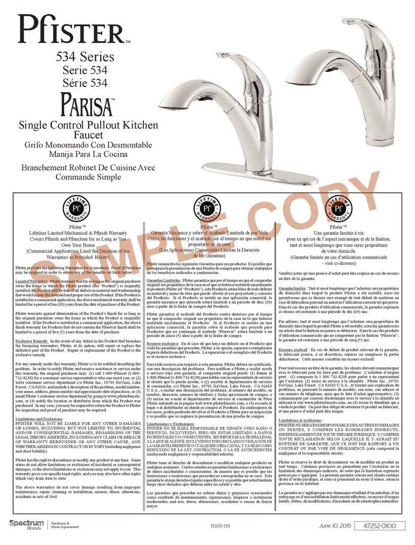 Spectrum Brands Pfister Parisa 534 Series manual Spectrum Brands Pfister Parisa 534 Series manual