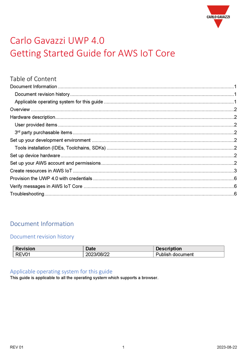 CARLO GAVAZZI UWP 4.0 Getting started guide