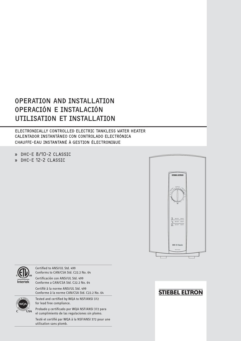 STIEBEL ELTRON DHC-E 8/10-2 CLASSIC Operation and installation manual STIEBEL ELTRON DHC-E 8/10-2 CLASSIC Operation and installation manual