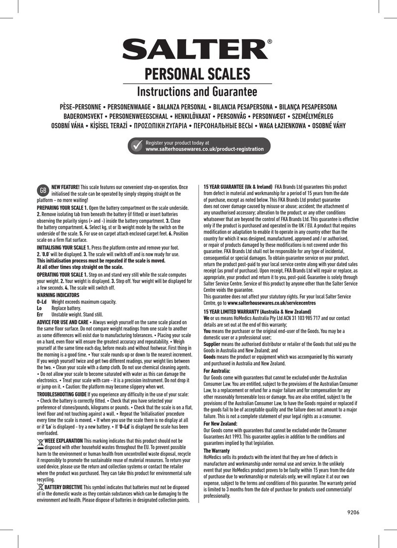 Salter SVSV3R Instructions and guarantee
